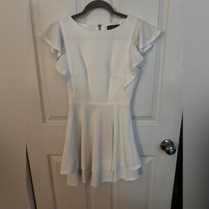 Elegant White Ruffle Sleeve Dress